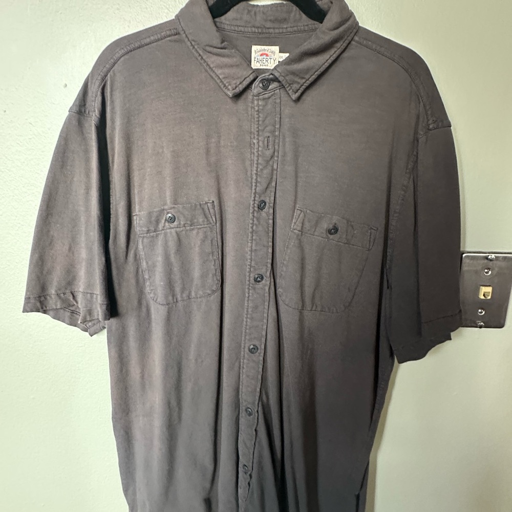 Faherty Black Casual Button Down Shirt Relaxed Fit